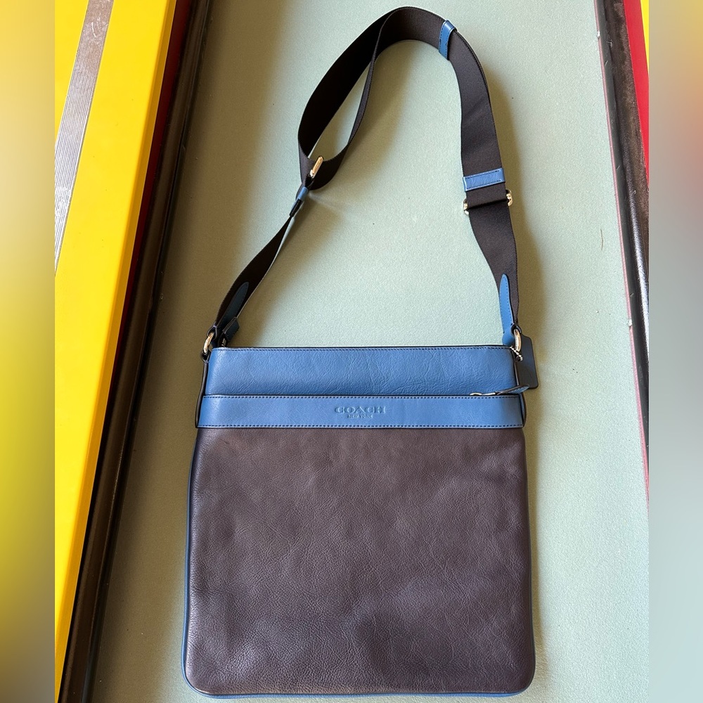 Coach Bowery Crossbody Bag Smooth Leather Navy and Blue